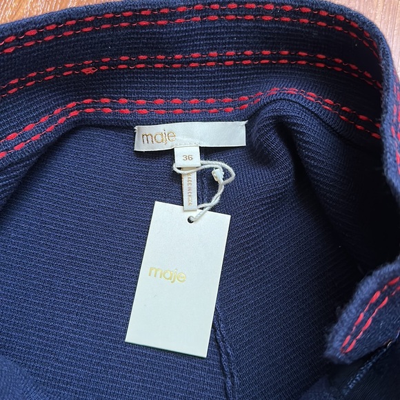 Maje Isla High-waist Side-button Knit Shorts Marine Blue - Picture 7 of 12